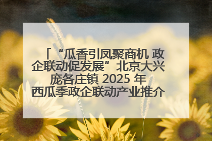 “瓜香引凤聚商机 政企联动促发展”北京大兴庞各庄镇 2025 年西瓜季政企联动产业推介活动圆满举行
