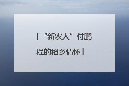 “新农人”付鹏程的稻乡情怀