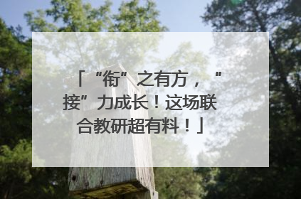 “衔”之有方，“接”力成长！这场联合教研超有料！