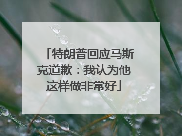 特朗普回应马斯克道歉：我认为他这样做非常好