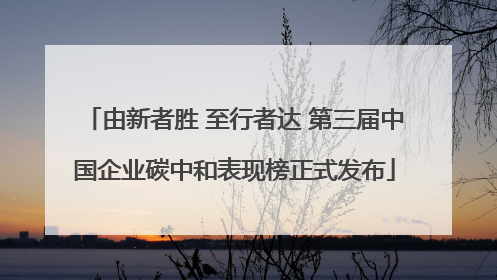 由新者胜 至行者达 第三届中国企业碳中和表现榜正式发布