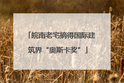 皖南老宅摘得国际建筑界“奥斯卡奖”