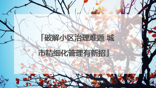 破解小区治理难题 城市精细化管理有新招