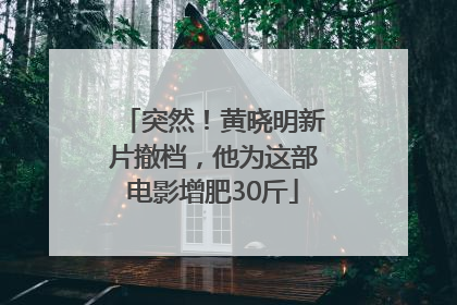 突然！黄晓明新片撤档，他为这部电影增肥30斤