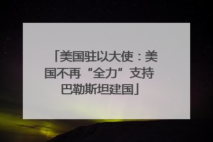 美国驻以大使：美国不再“全力”支持巴勒斯坦建国