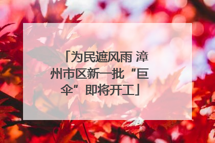为民遮风雨 漳州市区新一批“巨伞”即将开工