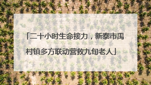 二十小时生命接力，新泰市禹村镇多方联动营救九旬老人