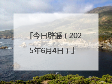 今日辟谣（2025年6月4日）