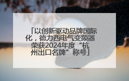 以创新驱动品牌国际化，德力西电气变频器荣获2024年度“杭州出口名牌”称号