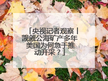 央视记者观察丨觊觎公海矿产多年 美国为何急于推动开采？