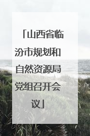 山西省临汾市规划和自然资源局党组召开会议