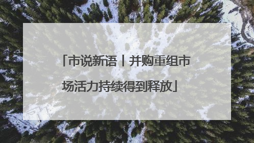 市说新语丨并购重组市场活力持续得到释放