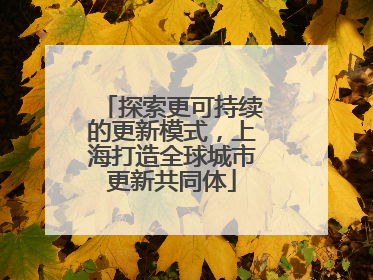 探索更可持续的更新模式，上海打造全球城市更新共同体