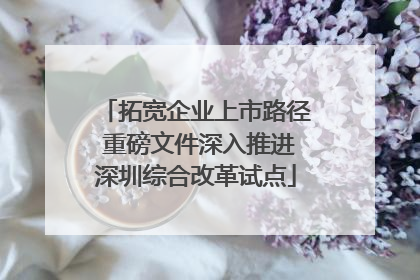 拓宽企业上市路径 重磅文件深入推进深圳综合改革试点