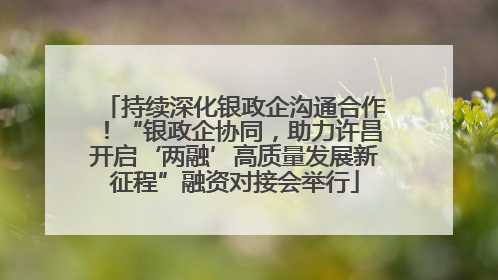 持续深化银政企沟通合作！“银政企协同，助力许昌开启‘两融’高质量发展新征程”融资对接会举行