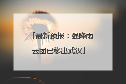 最新预报：强降雨云团已移出武汉