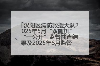 汉阳区消防救援大队2025年5月“双随机”、“一公开”监督抽查结果及2025年6月监督抽查任务公示