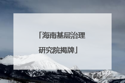 海南基层治理研究院揭牌