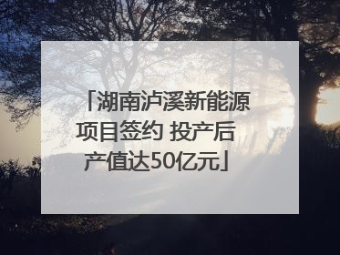 湖南泸溪新能源项目签约 投产后产值达50亿元