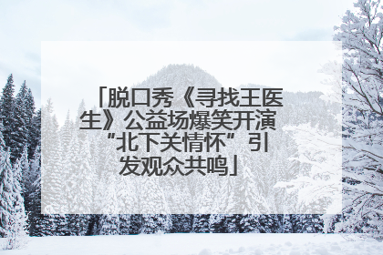 脱口秀《寻找王医生》公益场爆笑开演 “北下关情怀”引发观众共鸣