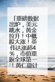 重磅数据出炉，美元跳水，黄金拉升！中概股大涨！英伟达涨超4%，市值重返全球第一！黄仁勋计划出售至多600万股股票