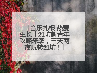 音乐扎根 热爱生长丨潍坊新青年攻略来袭，三天两夜玩转潍坊！
