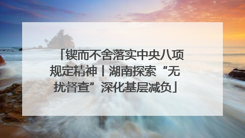 锲而不舍落实中央八项规定精神丨湖南探索“无扰督查”深化基层减负
