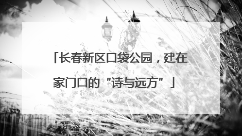 长春新区口袋公园，建在家门口的“诗与远方”