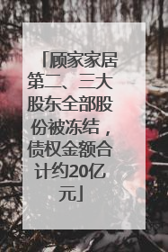 顾家家居第二、三大股东全部股份被冻结，债权金额合计约20亿元