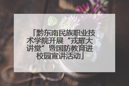 黔东南民族职业技术学院开展“戎耀大讲堂”暨国防教育进校园宣讲活动