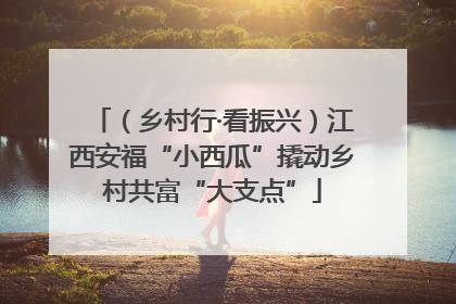 （乡村行·看振兴）江西安福“小西瓜”撬动乡村共富“大支点”