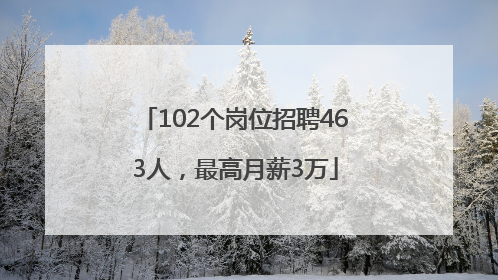 102个岗位招聘463人，最高月薪3万