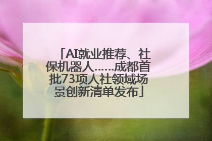 AI就业推荐、社保机器人……成都首批73项人社领域场景创新清单发布